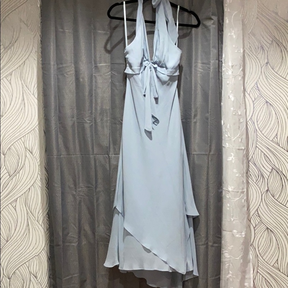 Baby blue halter dress tea length